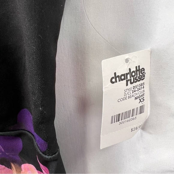 Charlotte Russe - Women's Dress - X Small - Black Floral - Spaghetti Strap - NWT - Picture 2 of 12